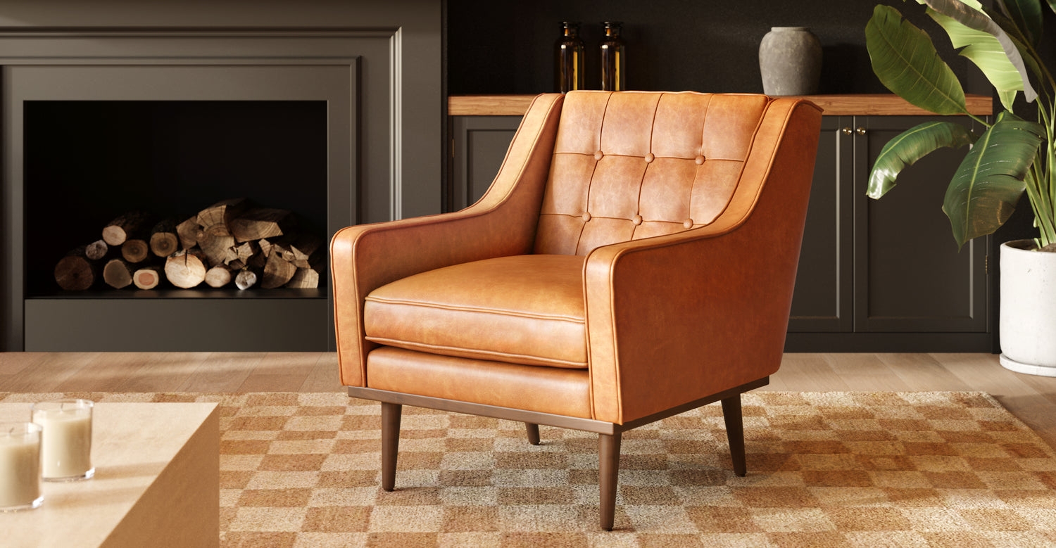 Lounge Chair with Flared Arms and Button Tufted Back