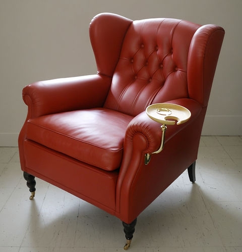 Lounge Chair with Integrated Cigar Tray and Wingback