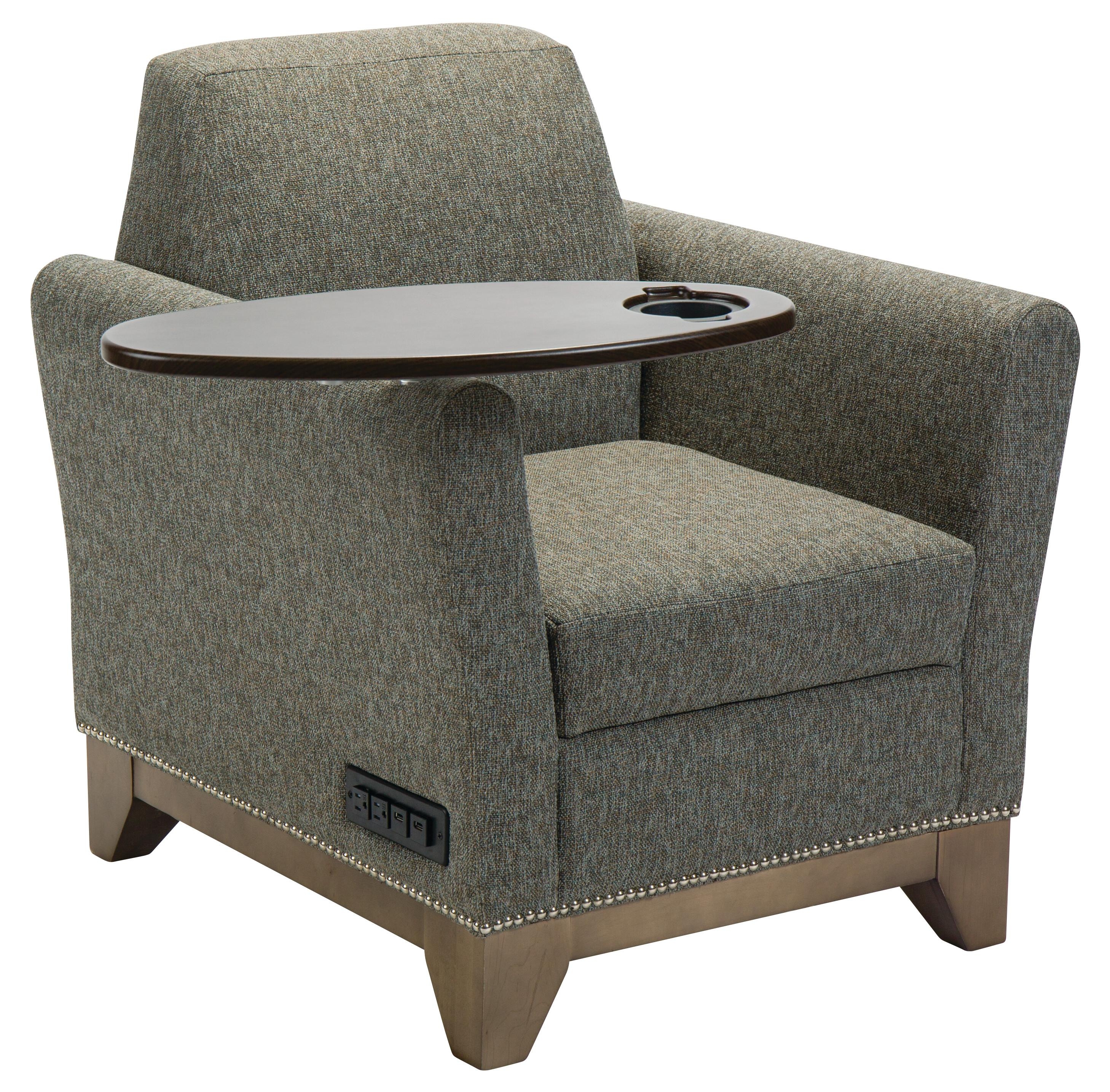 Lounge Chair with Swivel Tablet Arm and Power Outlets