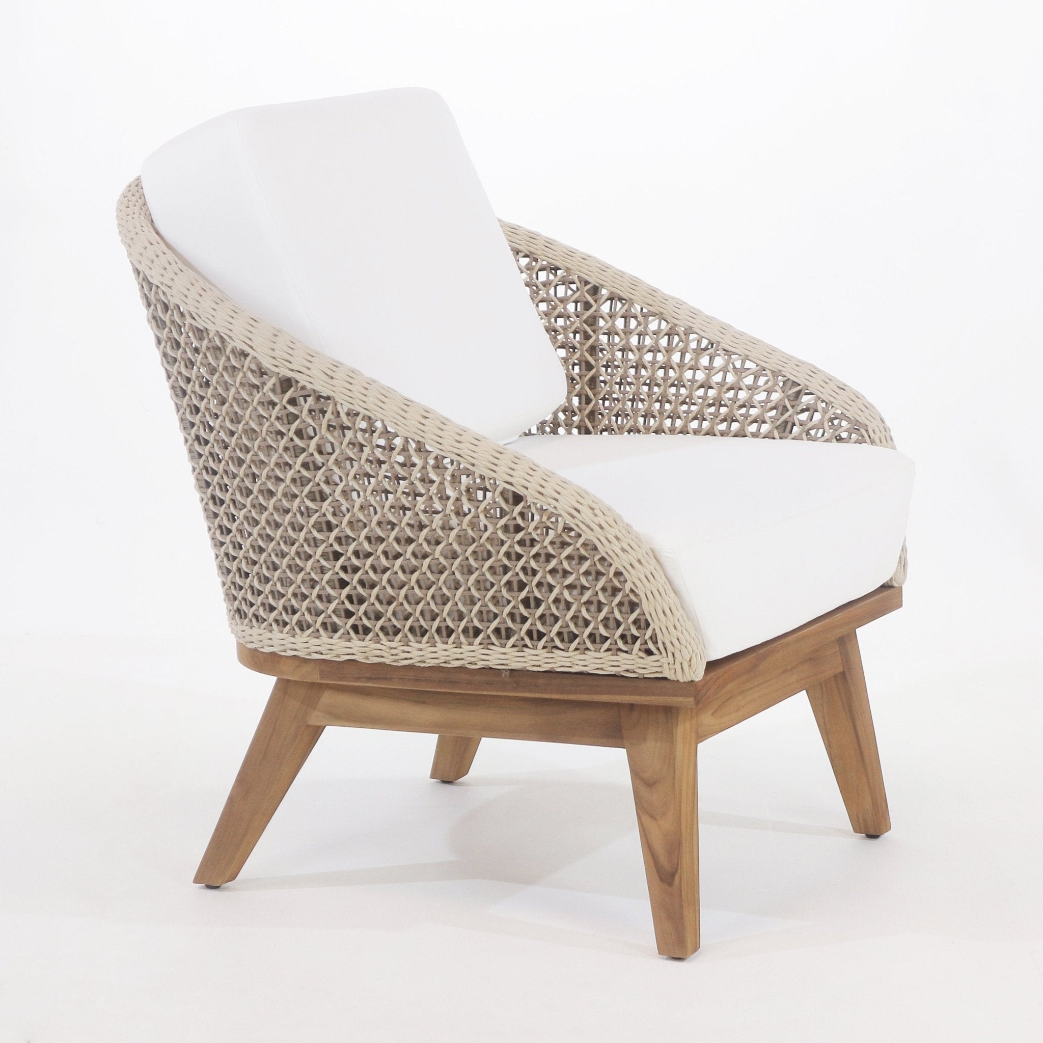 Lounge Chair with White Outdoor Upholstery and Modern Patio Chair
