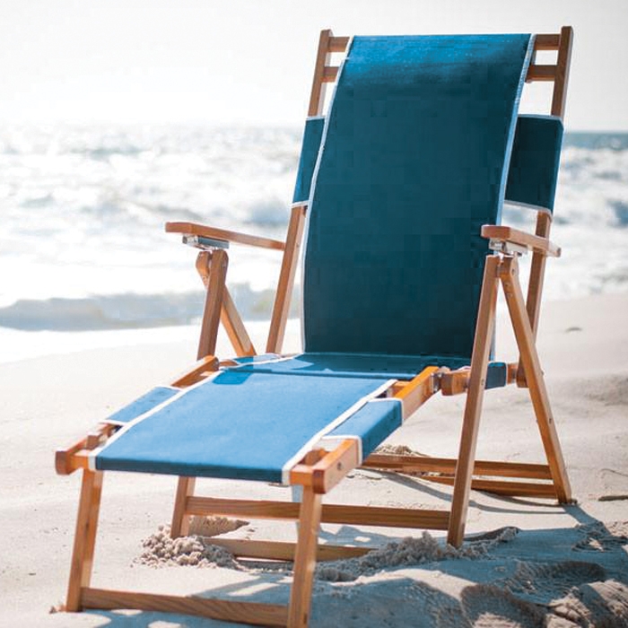 Lounge Chair with Wooden Outdoor Frame and Beach Lounger