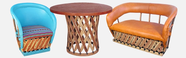 Lounge Furniture Set: Pigskin Leather Accent Pieces Blue