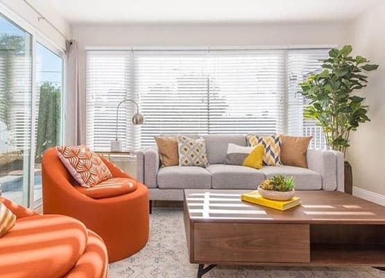 Lounge Seating Burnt Orange Swivel Chairs Wood Cubby Table
