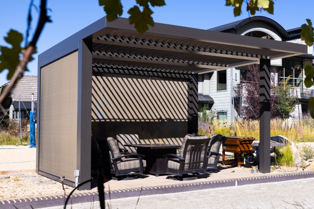 Louvered Pergola Fire Pit Table Luxury Outdoor Shading