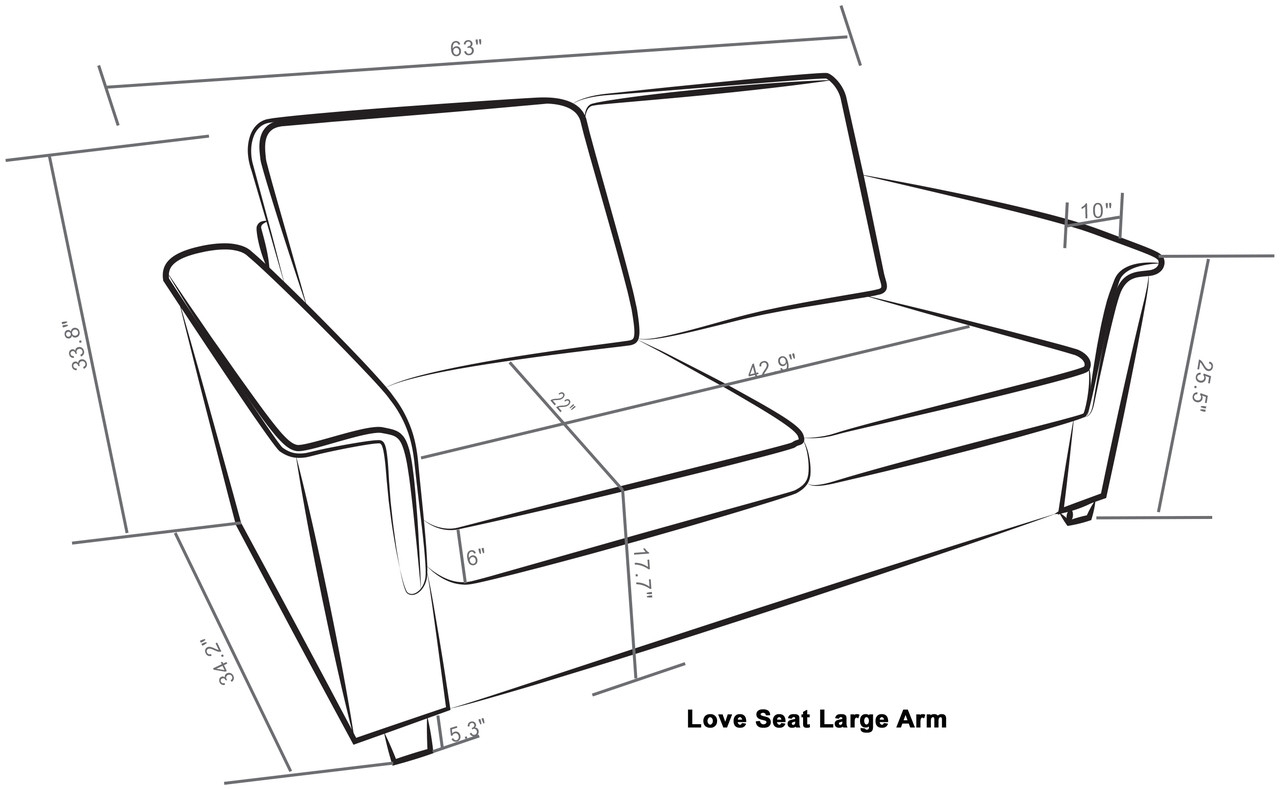 Love Seat 10 Inch Wide Arms: 63 Inch Love Seat Specs