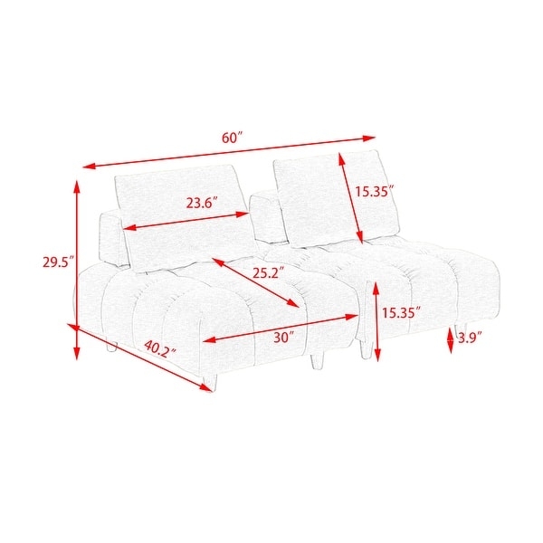 Loveseat 60 Inch Teddy Loveseat Channel Quilting Profile