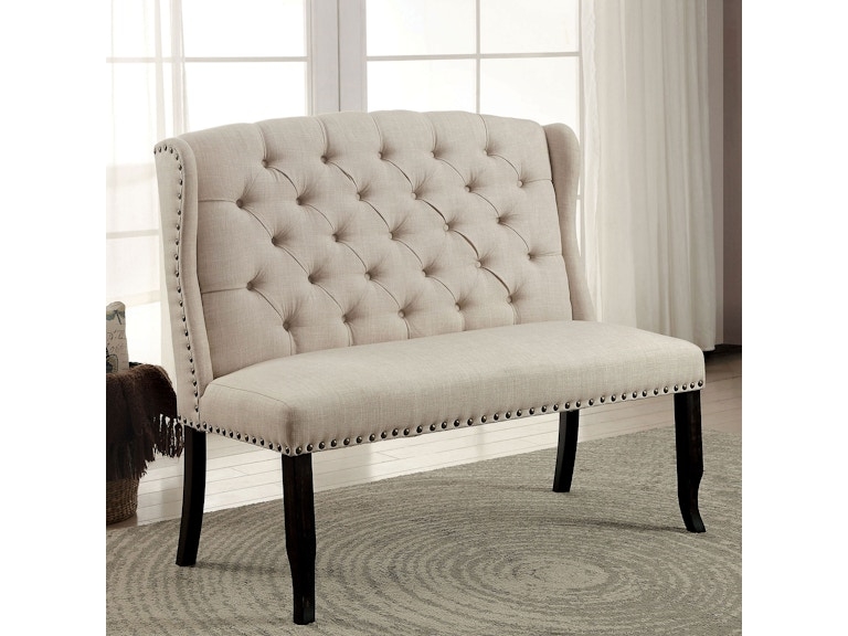 Loveseat Bench featuring Wingback Silhouette Tufted Bench
