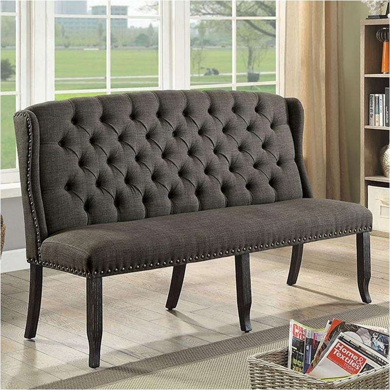 Loveseat Bench Upholstered Wingback Backrest Gray Bench