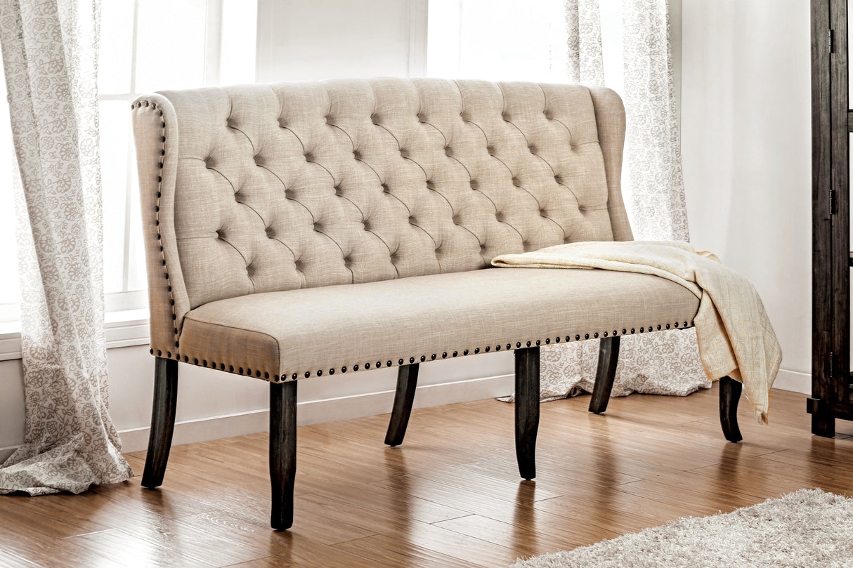 Loveseat Bench with Button Tufting French Country Bench