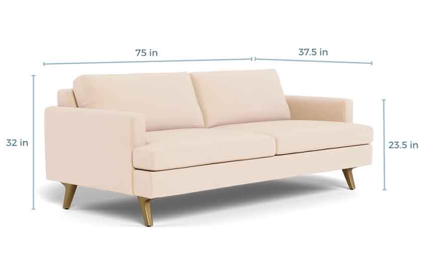 Loveseat Gold Tapered Legs: Compact Loveseat Dimensions