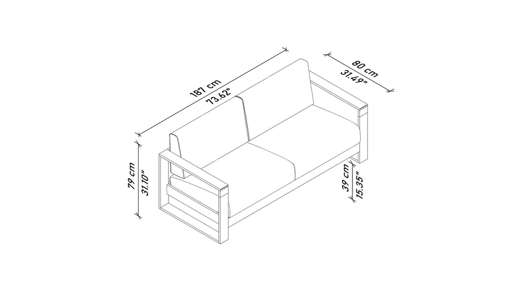 Loveseat Slatted Sides for Modern Architectural Loveseat