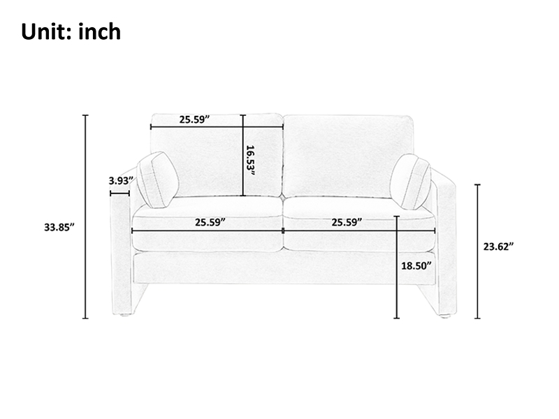 Loveseat Sofa Slab Legs: Apartment Sized 2 Seater Sofa
