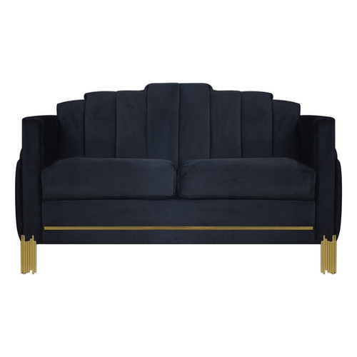 Loveseat Sofa with Tiered Backrest and Metallic Rod Legs