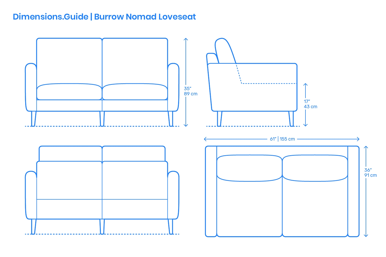 Loveseat Track Arms Guide: Burrow Nomad Loveseat Specs
