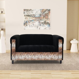 Loveseat with Leopard Print Trim and Chic Velvet Loveseat Style