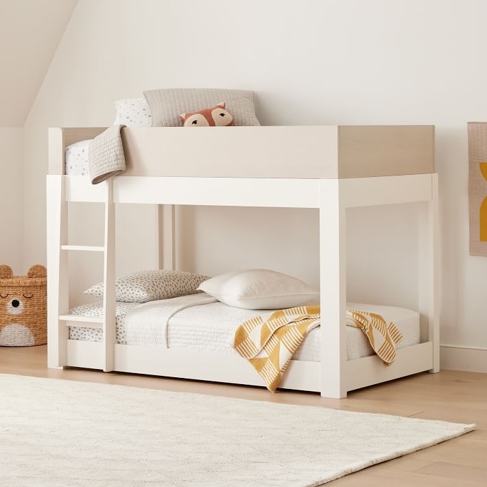 Low Bunk Bed Two Tone Minimalist Children's Wood Furniture