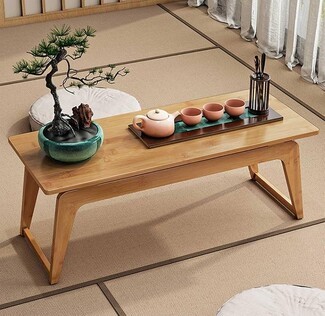 Low Coffee Table Sled Legs Japanese Zen Floor Desk