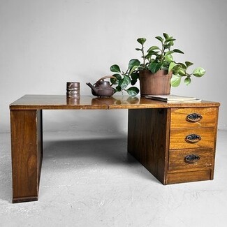 Low Desk Foldable Top Ornate Handles Zen Workspace