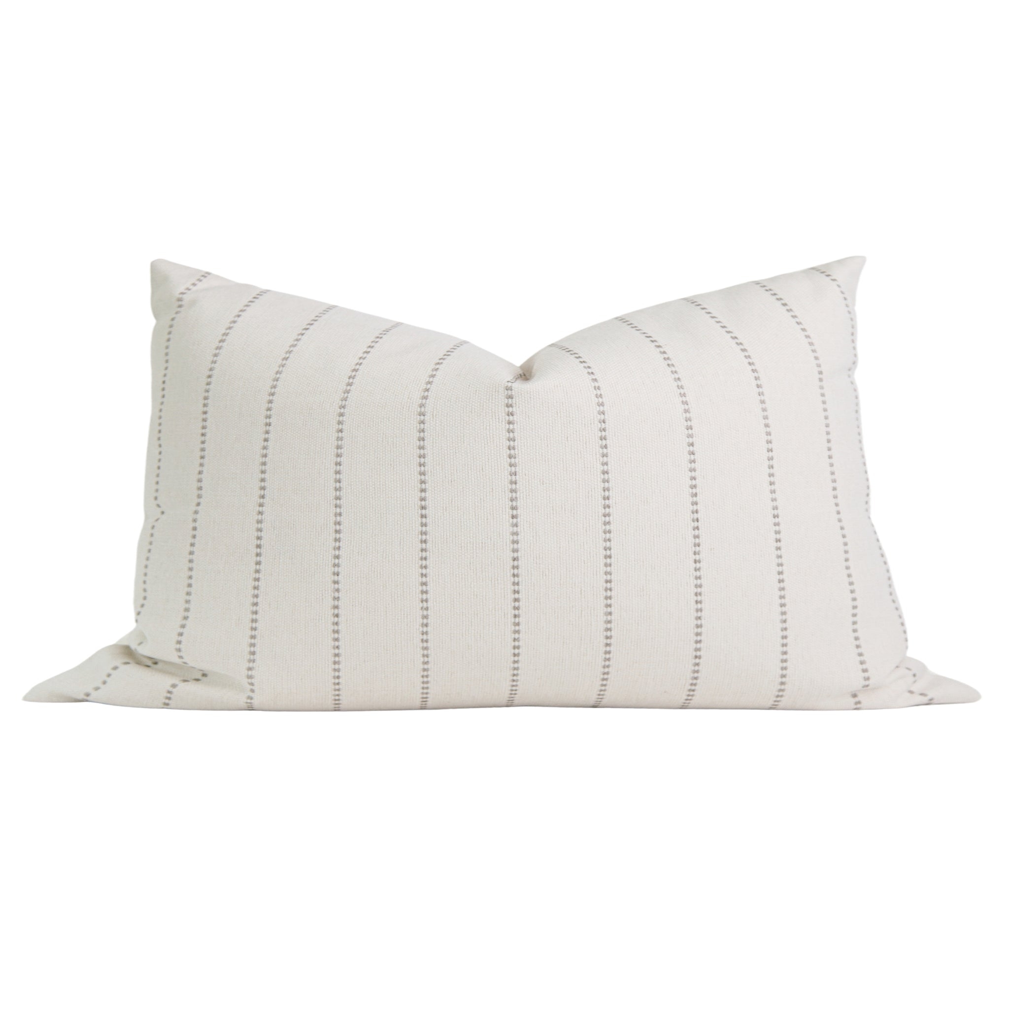 Lumbar Pillow Dashed Vertical Stripes Cream Ticking Cover