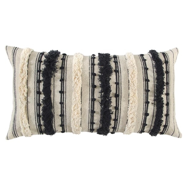 Lumbar Pillow: Eyelash Fringe Global Inspired Lumbar Decor