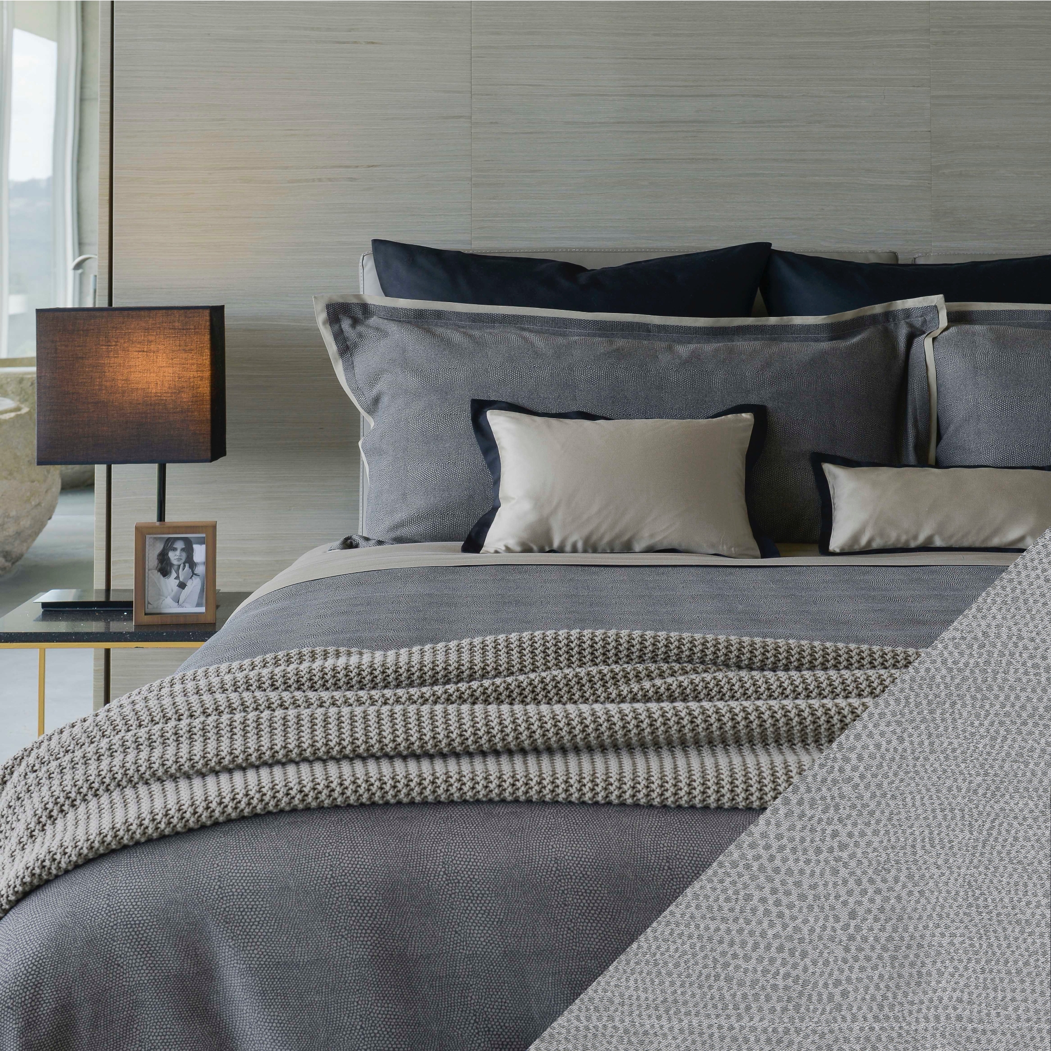 Luxury Bedding Set: Croc Texture Fabric Tonal Textured Linens