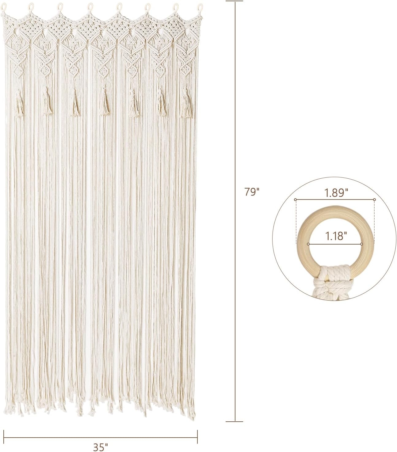 Macrame Curtain Geometric Knotwork Large Tassel Fringe Tapestry