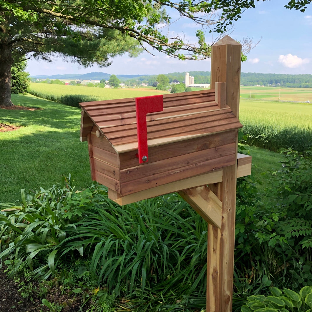 Mailbox Cedar Log Cabin Shape Rustic Wood Mailbox Post