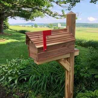 Mailbox Cedar Log Cabin Shape Rustic Wood Mailbox Post