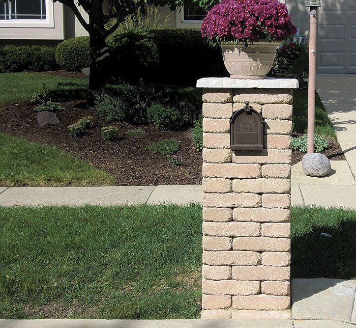 Mailbox Column Floral Planter Topper Stacked Stone Column