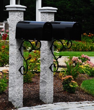Mailbox Dual Mount Leaf Scroll Bracket Granite Mailbox Post