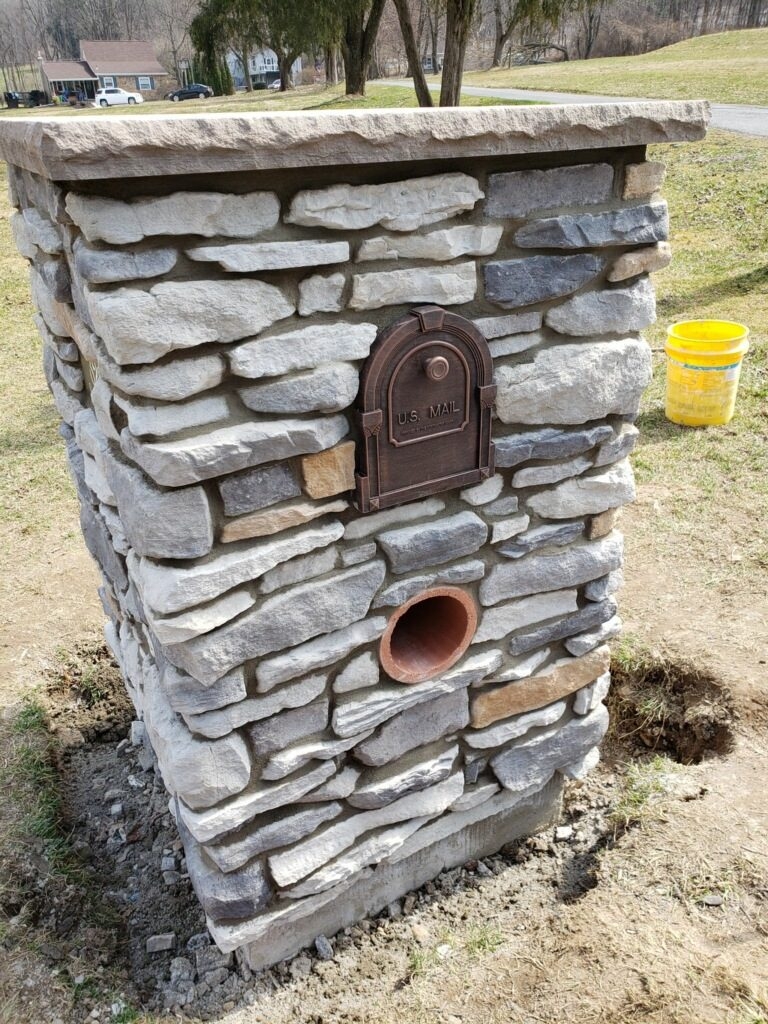 Mailbox Enclosure Arched Metal Door Custom Hardscape Mailbox