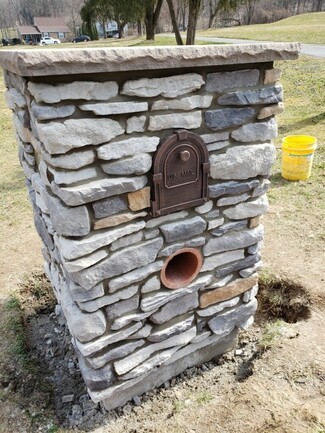 Mailbox Enclosure Arched Metal Door Custom Hardscape Mailbox