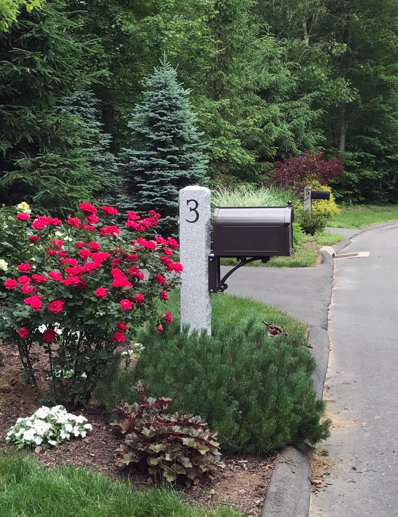 Mailbox Post Engraved Number Traditional Mailbox Landscape
