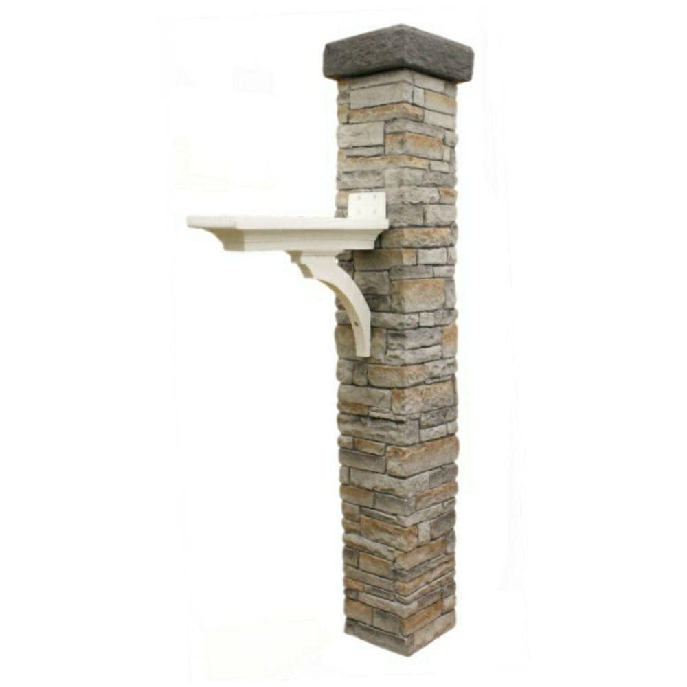 Mailbox Post White Scroll Bracket Stone Veneer Mailbox Stand