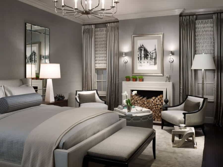 Master Bedroom: Stacked Log Display and Fireplace Mantel Log Filler