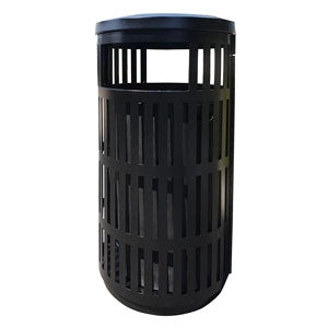 Matte Black Trash Can with Side Opening and 36 Gallon Metal Bin
