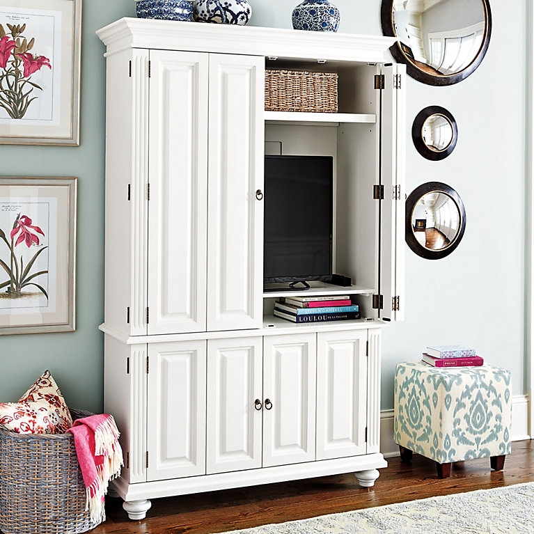 Media Armoire Slim Profile Bi-Fold Door Traditional