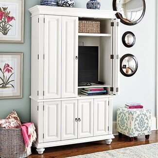 Media Armoire Slim Profile Bi-Fold Door Traditional