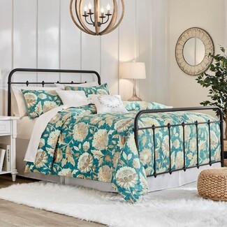 Metal Bed Frame Matte Black Spindle Headboard Farmhouse