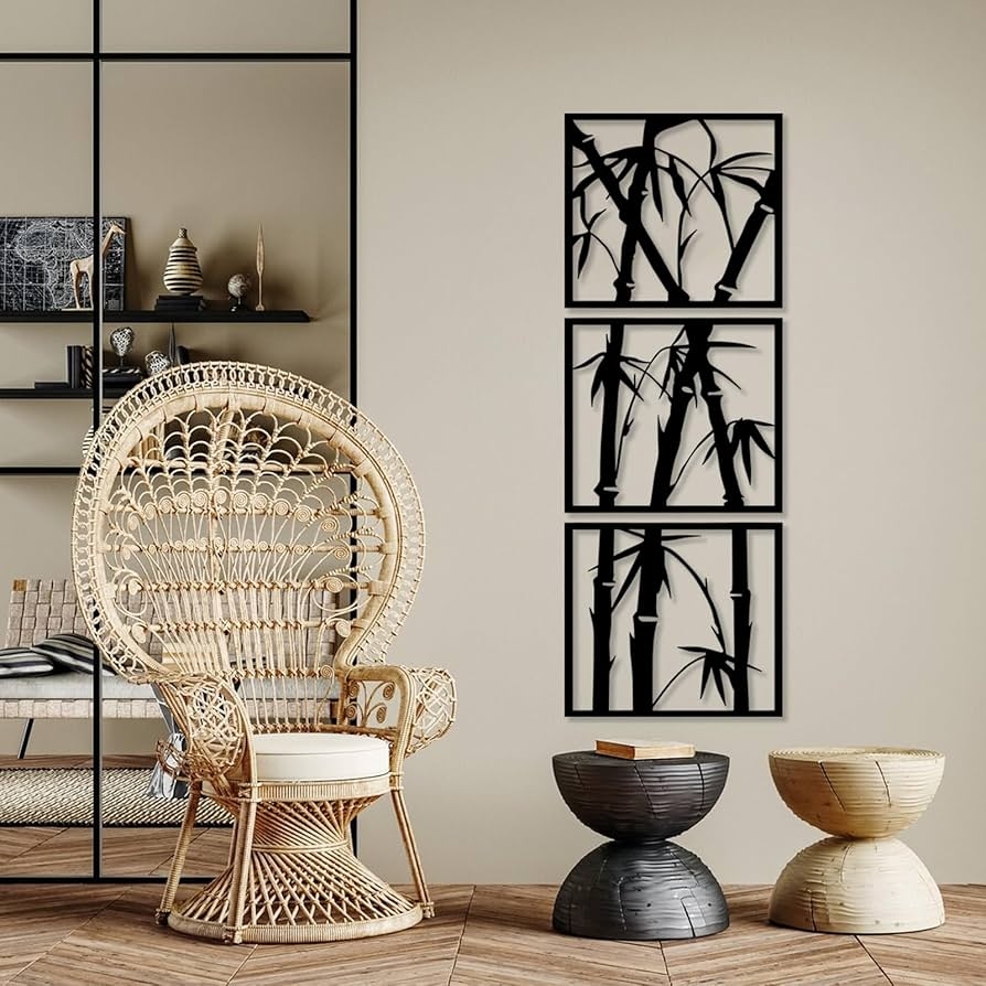 Metal Wall Art Laser Cut Metal Set for Asian Silhouette Panels