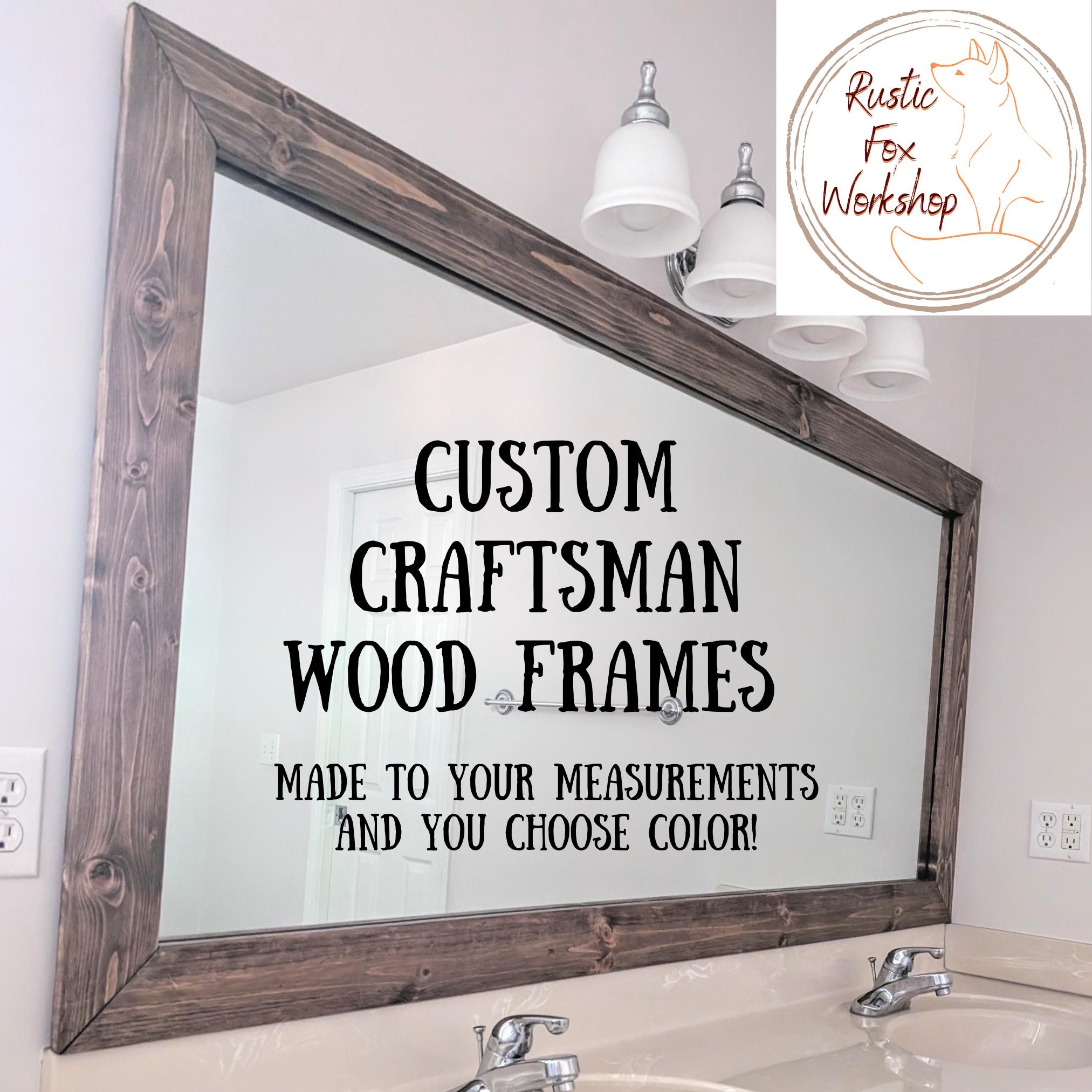 Mirror Frame with Weathered Stain and Custom Craftsman Frame Style