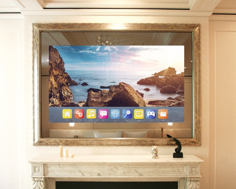 Mirror Tv Hidden Television Gilded Frame Smart Luxury Display