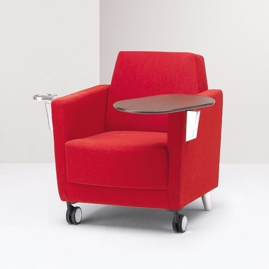 Mobile Armchair with Front Casters and Attached Cup Holder
