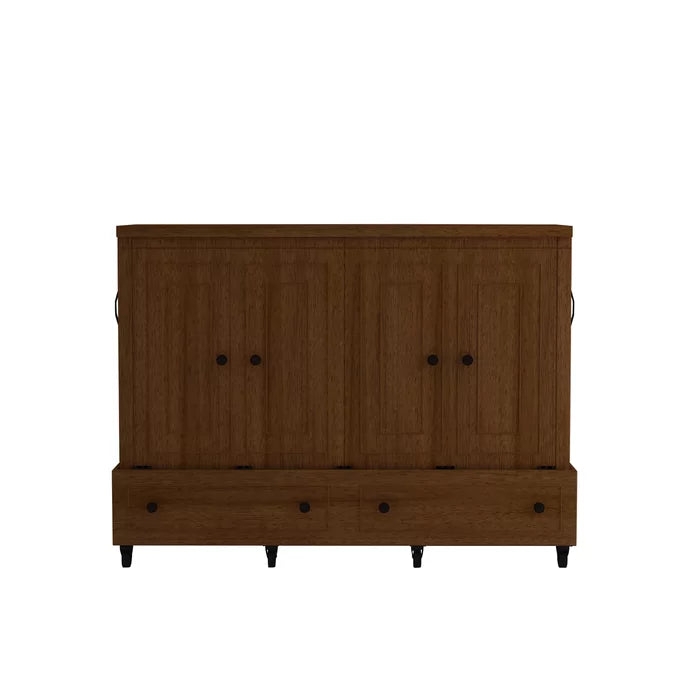 Mobile Murphy Bed: Walnut Brown Chest Style Closure Cabinet