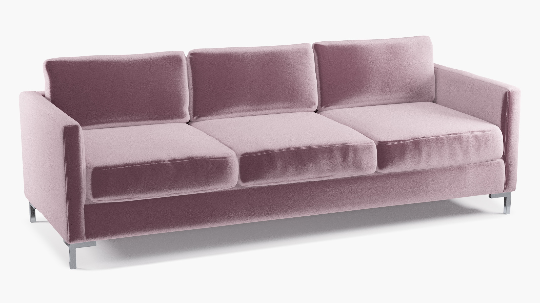Modern Sofa Chrome L-Legs Lavender Velvet Seating