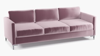 Modern Sofa Chrome L-Legs Lavender Velvet Seating