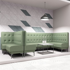 Modular Booth Seating Sage Green Button Tufted Sectional