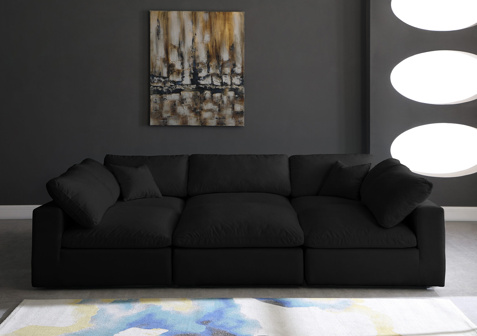 Modular Sectional Matte Black Plush Cloud Couch