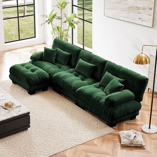 Modular Sectional Sofa Emerald Green Velvet Deep Seat