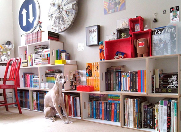 Modular Shelving Plywood Edge Staggered Box Bookcase